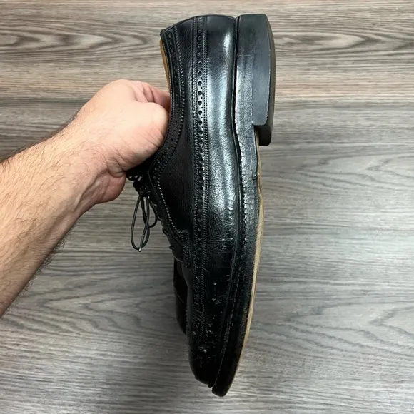 Vintage Florsheim Imperial 92604 Black Wingtip Longwing Oxfords 9.5 D