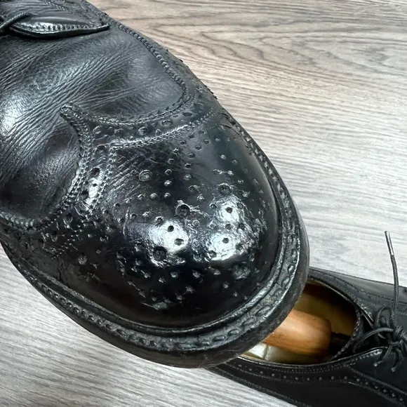 Vintage Florsheim Imperial 92604 Black Wingtip Longwing Oxfords 9.5 D