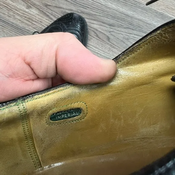 Vintage Florsheim Imperial 92604 Black Wingtip Longwing Oxfords 9.5 D