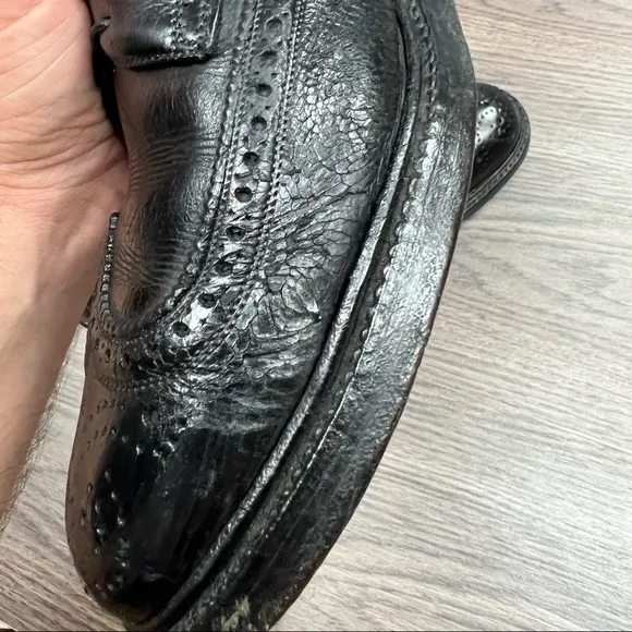 Vintage Florsheim Imperial 92604 Black Wingtip Longwing Oxfords 9.5 D