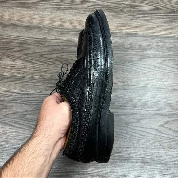Vintage Florsheim Imperial 92604 Black Wingtip Longwing Oxfords 9.5 D