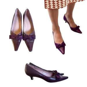 VINTAGE FRANCO SARTO POINTY TOE KITTEN BOW HEELS SIZE 9