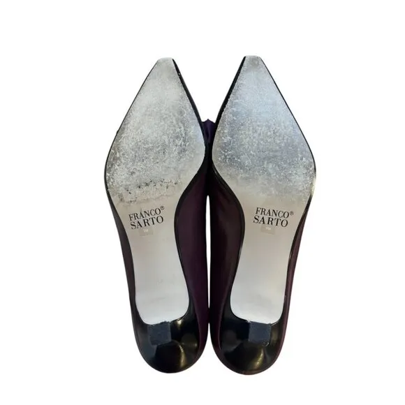 VINTAGE FRANCO SARTO POINTY TOE KITTEN BOW HEELS SIZE 9