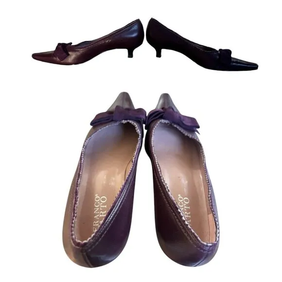 VINTAGE FRANCO SARTO POINTY TOE KITTEN BOW HEELS SIZE 9