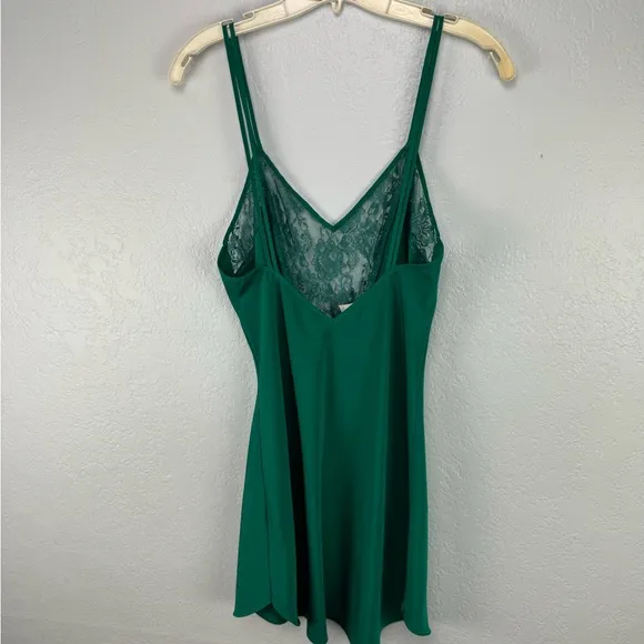 Vintage Gold Label Victorias Secret Green Lace Slip Dress