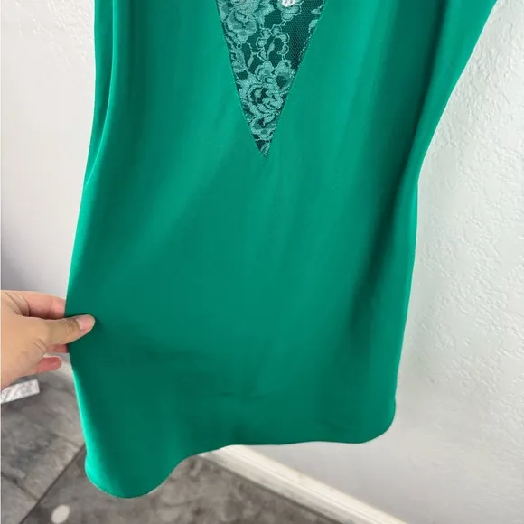 Vintage Gold Label Victorias Secret Green Lace Slip Dress