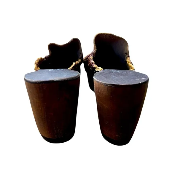Vintage Haitian Handcrafted Leather WovenClogs | Size 7B (approx age 1975-78)