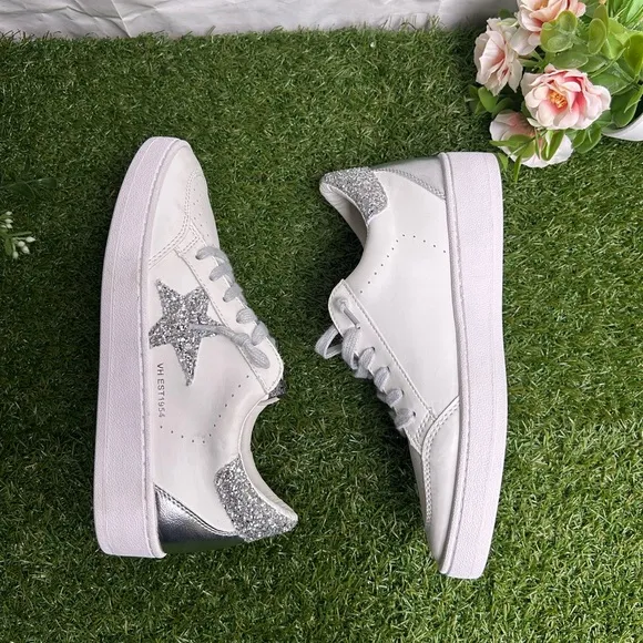Vintage Havana Kristen GlitterSneaker in White women size 8 NEW