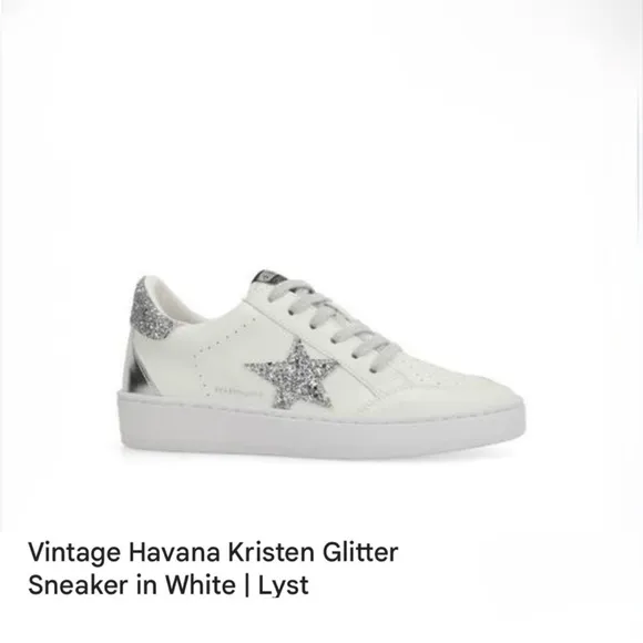 Vintage Havana Kristen GlitterSneaker in White women size 8 NEW