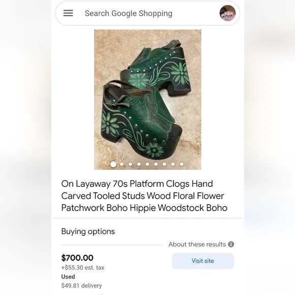 Vintage Hippie Woodstock Disco 60's-70's Wooden Platform Leather Upper Clogs 9?