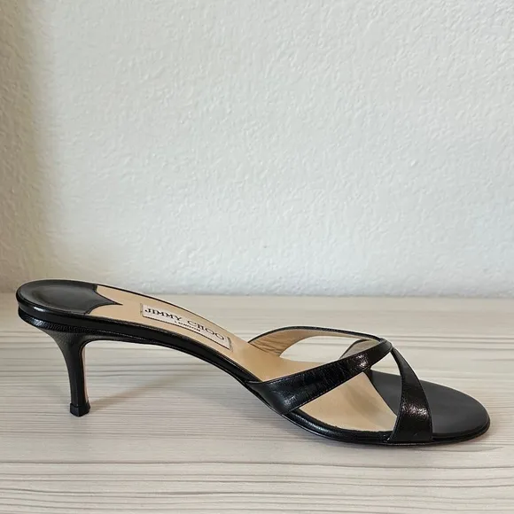 Vintage Jimmy Choo Kitten Heels Black Leather 39