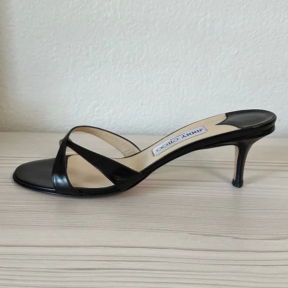 Vintage Jimmy Choo Kitten Heels Black Leather 39