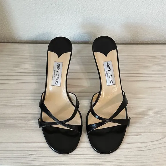 Vintage Jimmy Choo Kitten Heels Black Leather 39