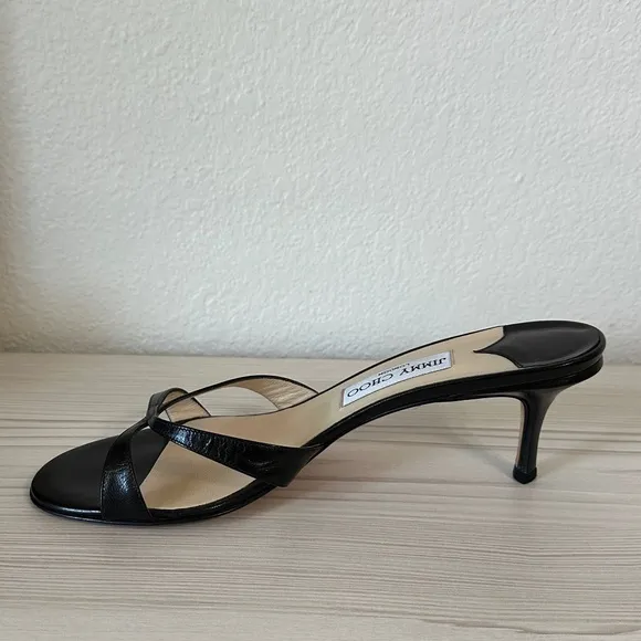 Vintage Jimmy Choo Kitten Heels Black Leather 39