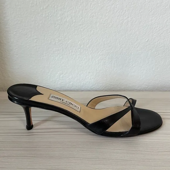 Vintage Jimmy Choo Kitten Heels Black Leather 39