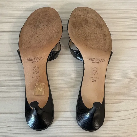 Vintage Jimmy Choo Kitten Heels Black Leather 39