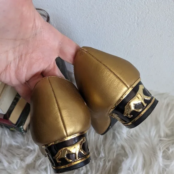 Vintage Lilly Gold Leopard Kitten Heels