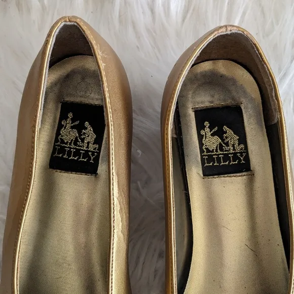 Vintage Lilly Gold Leopard Kitten Heels