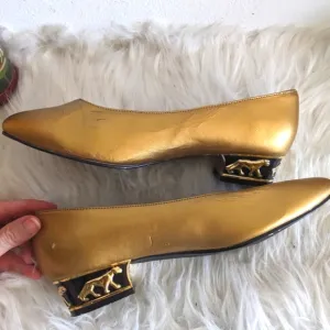 Vintage Lilly Gold Leopard Kitten Heels