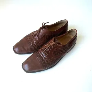 Vintage Men's Domani by Johnson &amp; Murphy Brown Woven Oxfords. Size 9.5