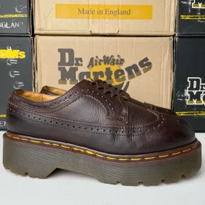 Vintage MIE Dr. Martens Brown Wingtip Envy Quad Platform Oxfords UK 7