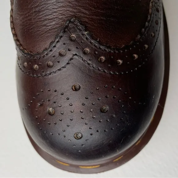Vintage MIE Dr. Martens Brown Wingtip Envy Quad Platform Oxfords UK 7