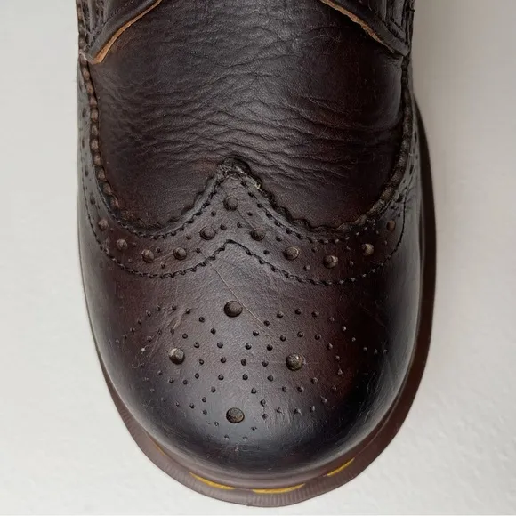 Vintage MIE Dr. Martens Brown Wingtip Envy Quad Platform Oxfords UK 7