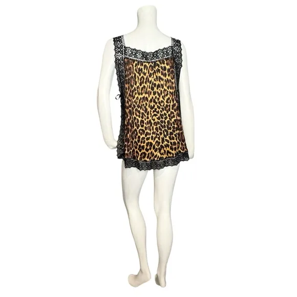 Vintage Mode O’Day Rare 60s 70s Animal Print Side Tie Chemise Tank Slip