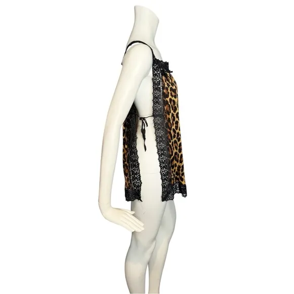 Vintage Mode O’Day Rare 60s 70s Animal Print Side Tie Chemise Tank Slip