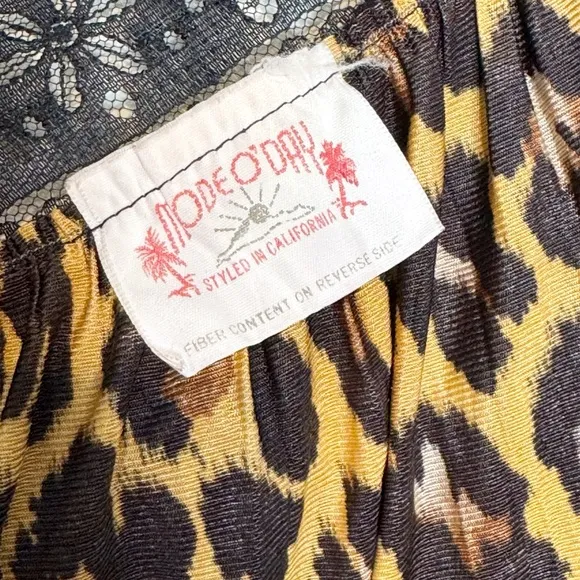 Vintage Mode O’Day Rare 60s 70s Animal Print Side Tie Chemise Tank Slip
