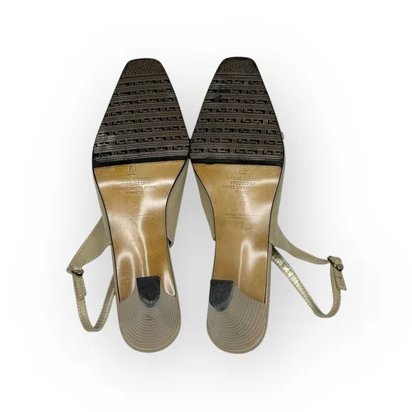 Vintage: new Pierre Cardin ♔ Horsebit Slingback Heels ♔ Taupe Leather ♔ 38 7.5 8