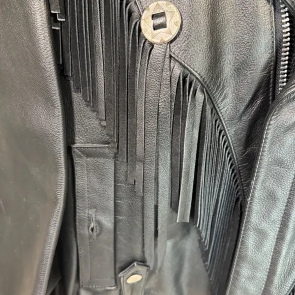 Vintage Open Road Fringed Leather Motorcycle Jacket Mens 42