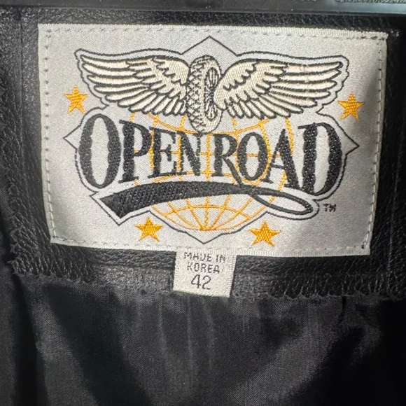 Vintage Open Road Fringed Leather Motorcycle Jacket Mens 42