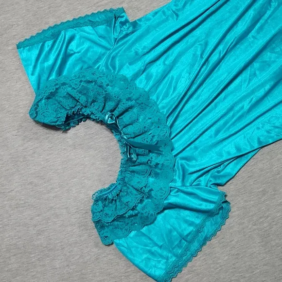 Vintage Plus Size Lingerie Nightgown Lacey Satin Maxi Slip Dress