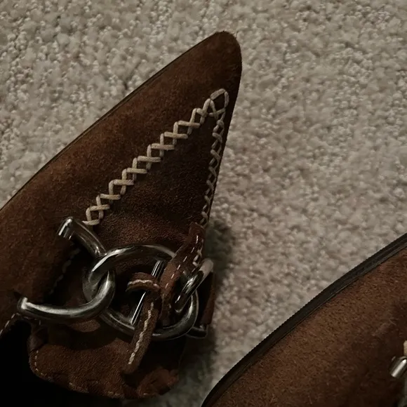 Vintage Prada brown suede point kitten heels