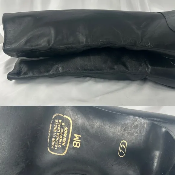 Vintage Slouch Boots Black Knee-High Kitten Heel Boots