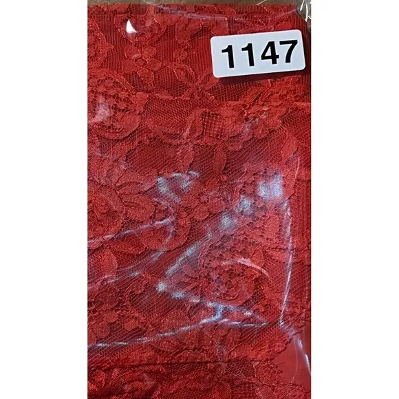 Vintage VANITY FAIR Red FULL SLIP Dress LACE Nylon Lingerie USA Sz S 32