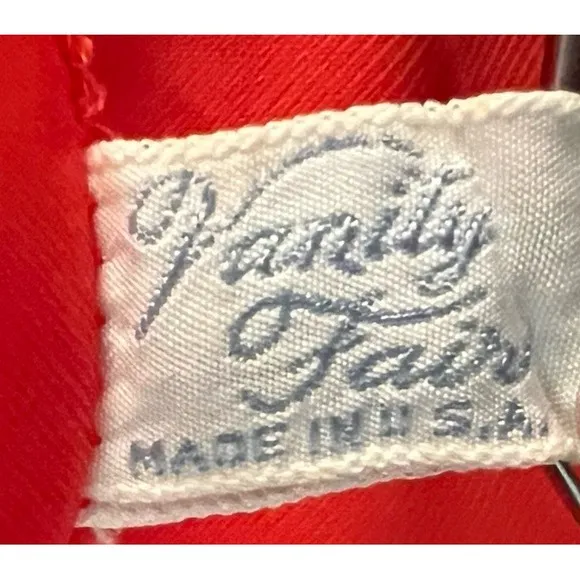 Vintage VANITY FAIR Red FULL SLIP Dress LACE Nylon Lingerie USA Sz S 32