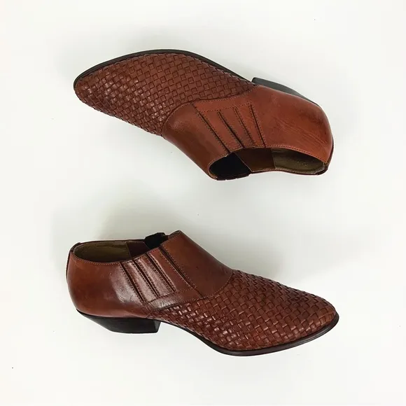 Vintage Western Woven Leather Mules
