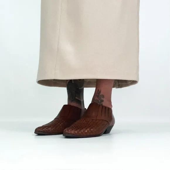 Vintage Western Woven Leather Mules