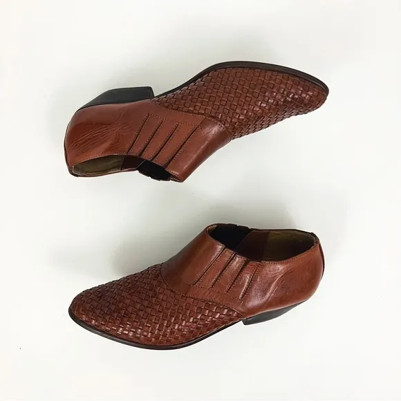 Vintage Western Woven Leather Mules