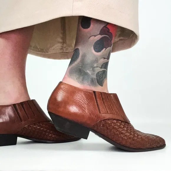 Vintage Western Woven Leather Mules