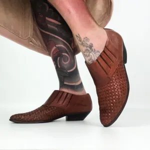 Vintage Western Woven Leather Mules