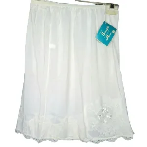 Vintage White Half Dress Slip S All Around Wide Lace Cling-less Celanese USA New