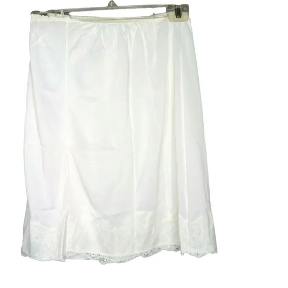 Vintage White Half Dress Slip S All Around Wide Lace Cling-less Celanese USA New