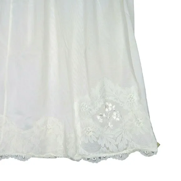 Vintage White Half Dress Slip S All Around Wide Lace Cling-less Celanese USA New