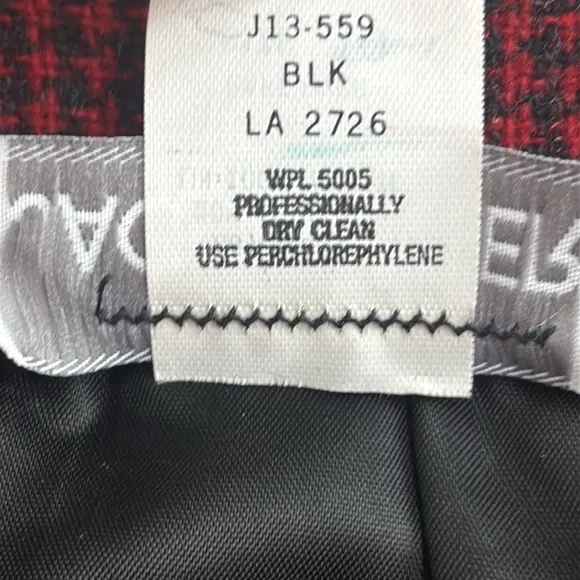 Vintage Wool Plaid Skirt Straight Pencil Herringbone Tweed Red Black Size Small