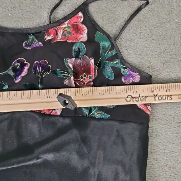 Vintage Y2K 90s Secret Treasures Slip Dress Small Velour Floral Whimsigoth Fairy