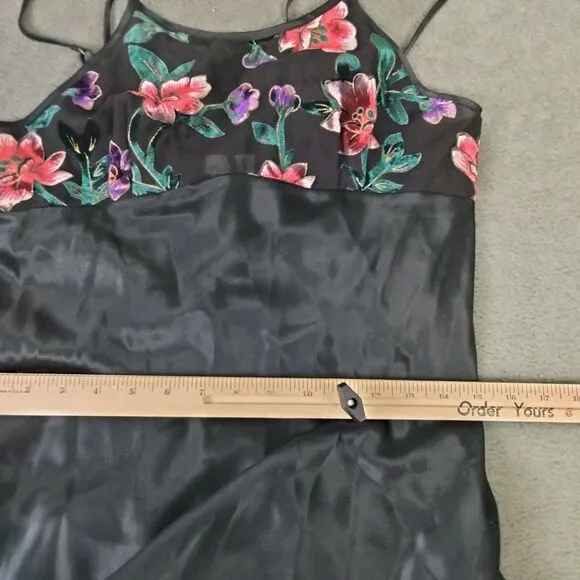 Vintage Y2K 90s Secret Treasures Slip Dress Small Velour Floral Whimsigoth Fairy
