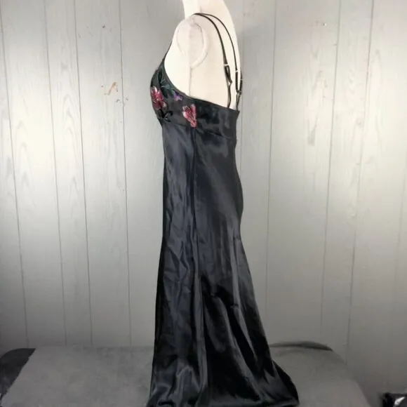 Vintage Y2K 90s Secret Treasures Slip Dress Small Velour Floral Whimsigoth Fairy
